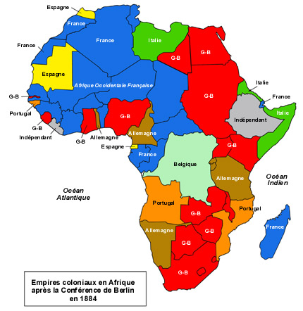 Carte des empires coloniaux en Afrique - 1884