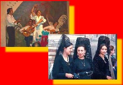 Danseurs de Flamencoet femmes avec leurs mantilles
