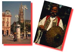 La Cathédrale de Zagreb et un croate en costume traditionnel