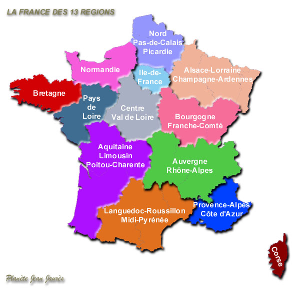 France Carte des 13 régions