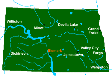 Carte du Dakota du Nord