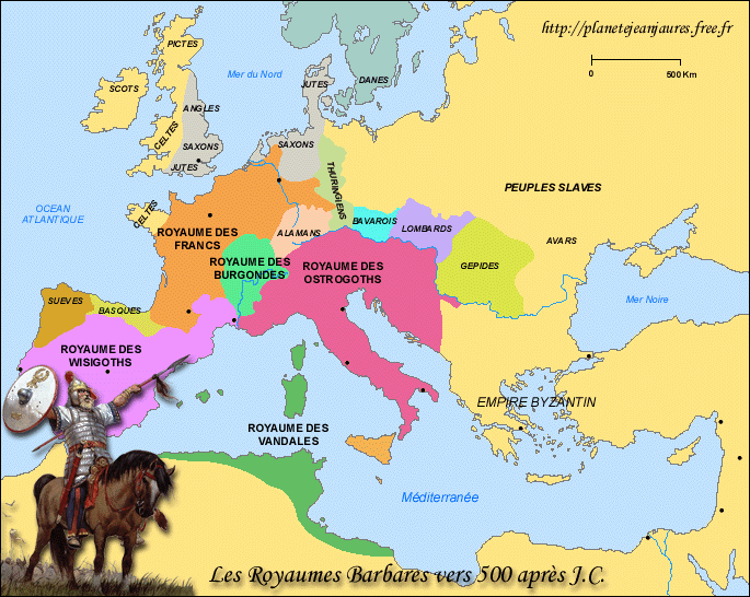 Carte des royaumes barbares