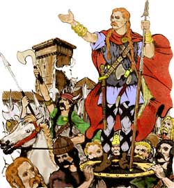 Clovis porté en triomphe par les Francs