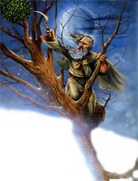 Le druide coupe le gui avec sa serpe d'or