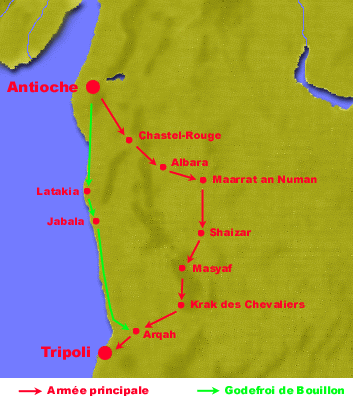 carte croisade d'Antioche à Tripoli
