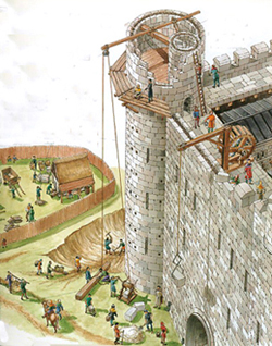 Construction d'un château fort