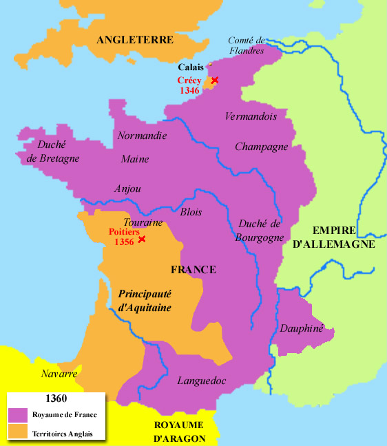 Le royaume de France après le traité de Brétigny en 1360