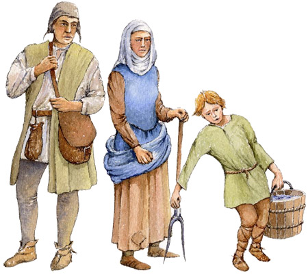 Famille de paysans au Moyen Âge