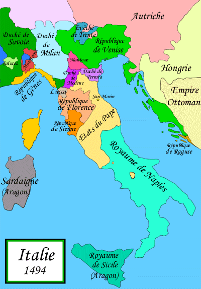 Carte de l'Italie en 1494