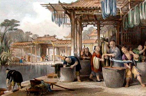 Fabrique de soie en Chine